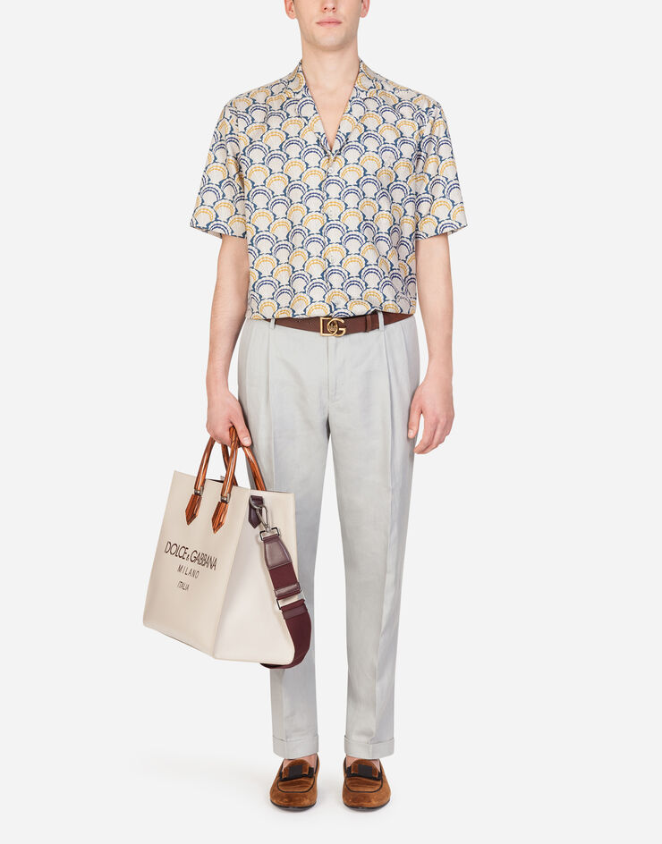 Dolce & Gabbana Cotton and silk hawaii shirt with scallop shell print CRÈME G5GX2THS5FY