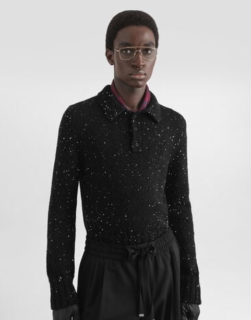 Dolce & Gabbana Knit polo shirt with sequins  GXZCUTJGMK1