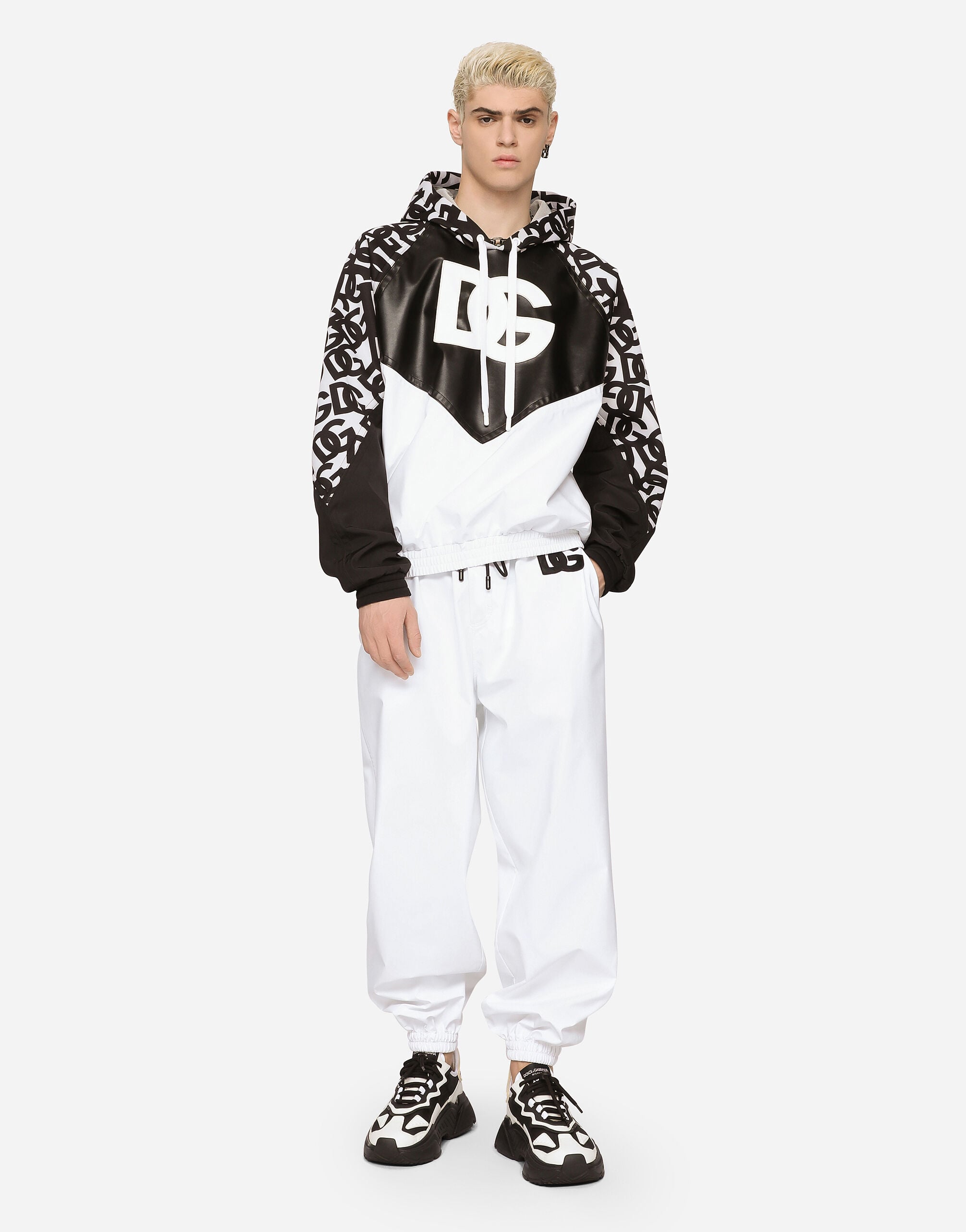 Technical jersey hoodie with DG patch in Multicolor for Men