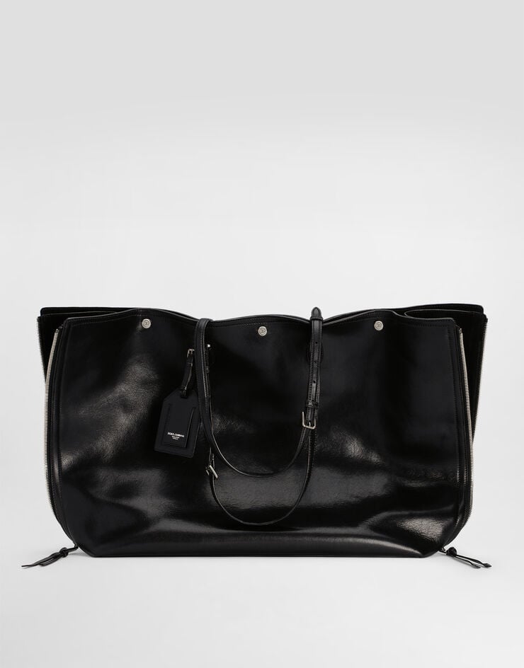 Dolce & Gabbana Atene calfskin shopping bag Black BM2536AH850