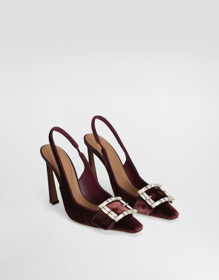 Dolce & Gabbana Zapato destalonado de terciopelo con hebilla joya Burdeos CG0859A9S20