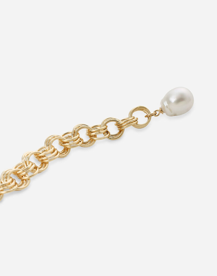 Dolce & Gabbana Bracelet Logo en or jaune et blanc 18 ct avec saphirs incolores Or Blanc / Or Jaune WBMZ2GWSAPW