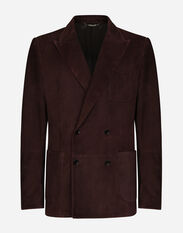 Dolce & Gabbana Double-breasted suede jacket Multicolor G708RTFUTAT