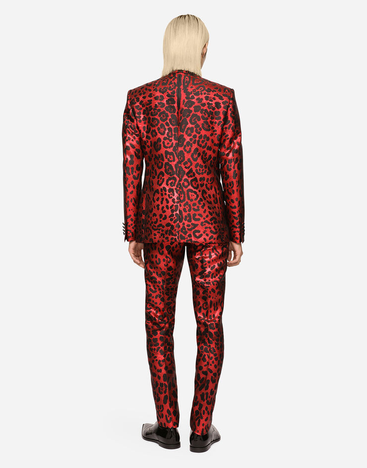 Dolce & Gabbana Double-breasted Sicilia-fit suit in leopard-print lamé jacquard Multicolor GKGJMTFJOA5