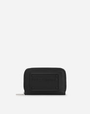 Dolce & Gabbana Small zip-around wallet in calfskin with raised logo Black GH706ZGH892