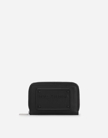 Dolce & Gabbana Small zip-around wallet in calfskin with raised logo 블루 BP0330AJ705