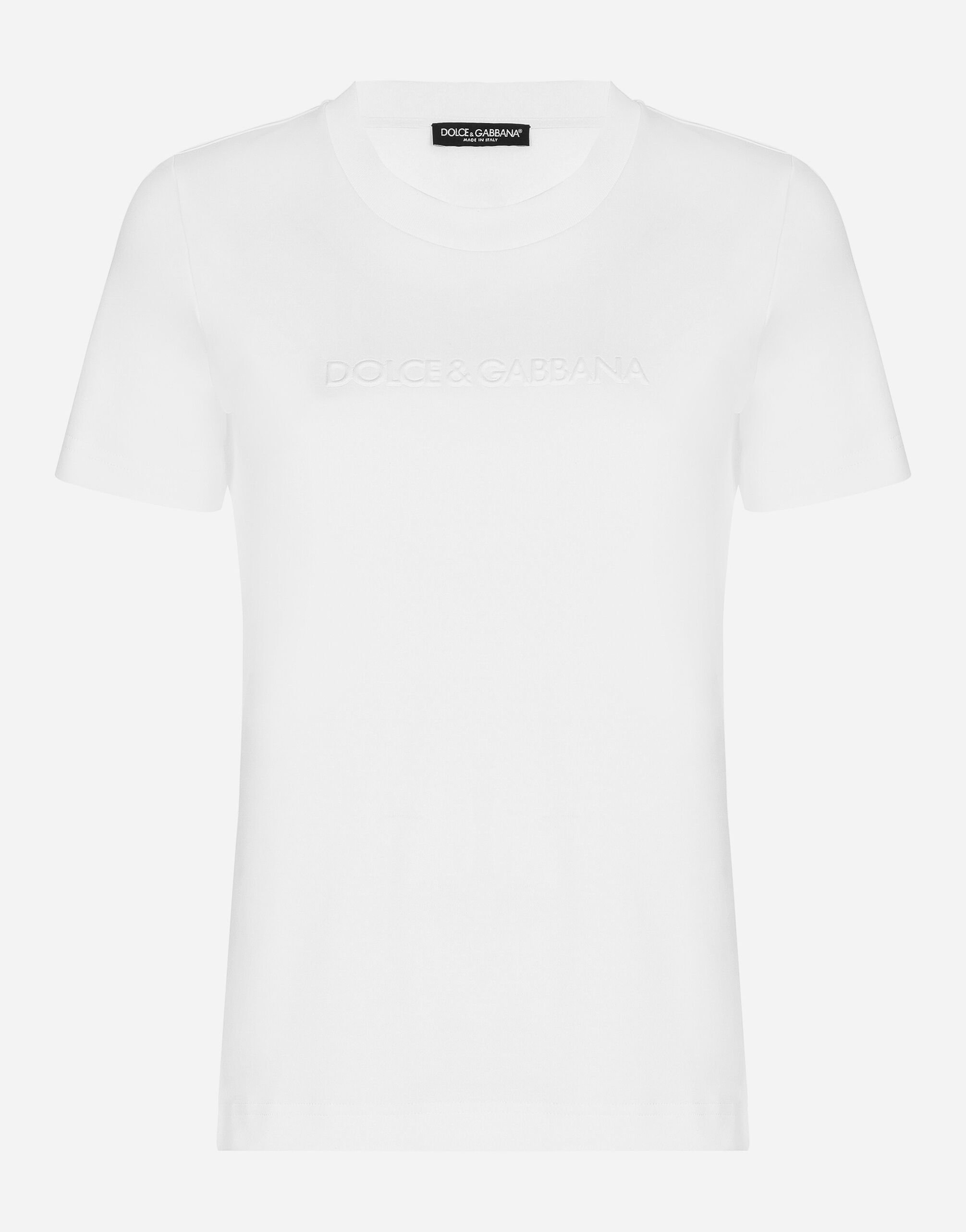 Dolce & Gabbana Camiseta de punto con flocado Dolce&Gabbana Blanco F8T00ZGDCBT