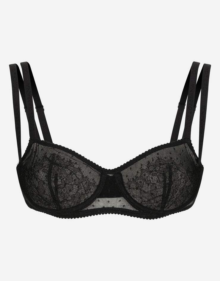 Dolce & Gabbana 레이스 발코네트 브라 블랙 O1C59TONO73