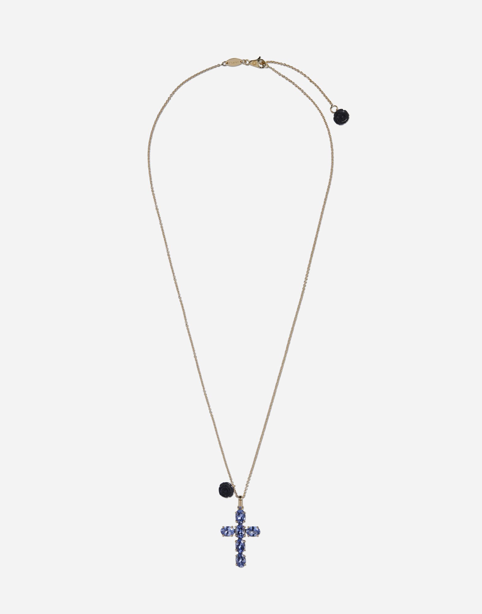 Dolce & Gabbana Pendentif Family en croix avec rose sur chaîne en or jaune Doré WADC2GW0001
