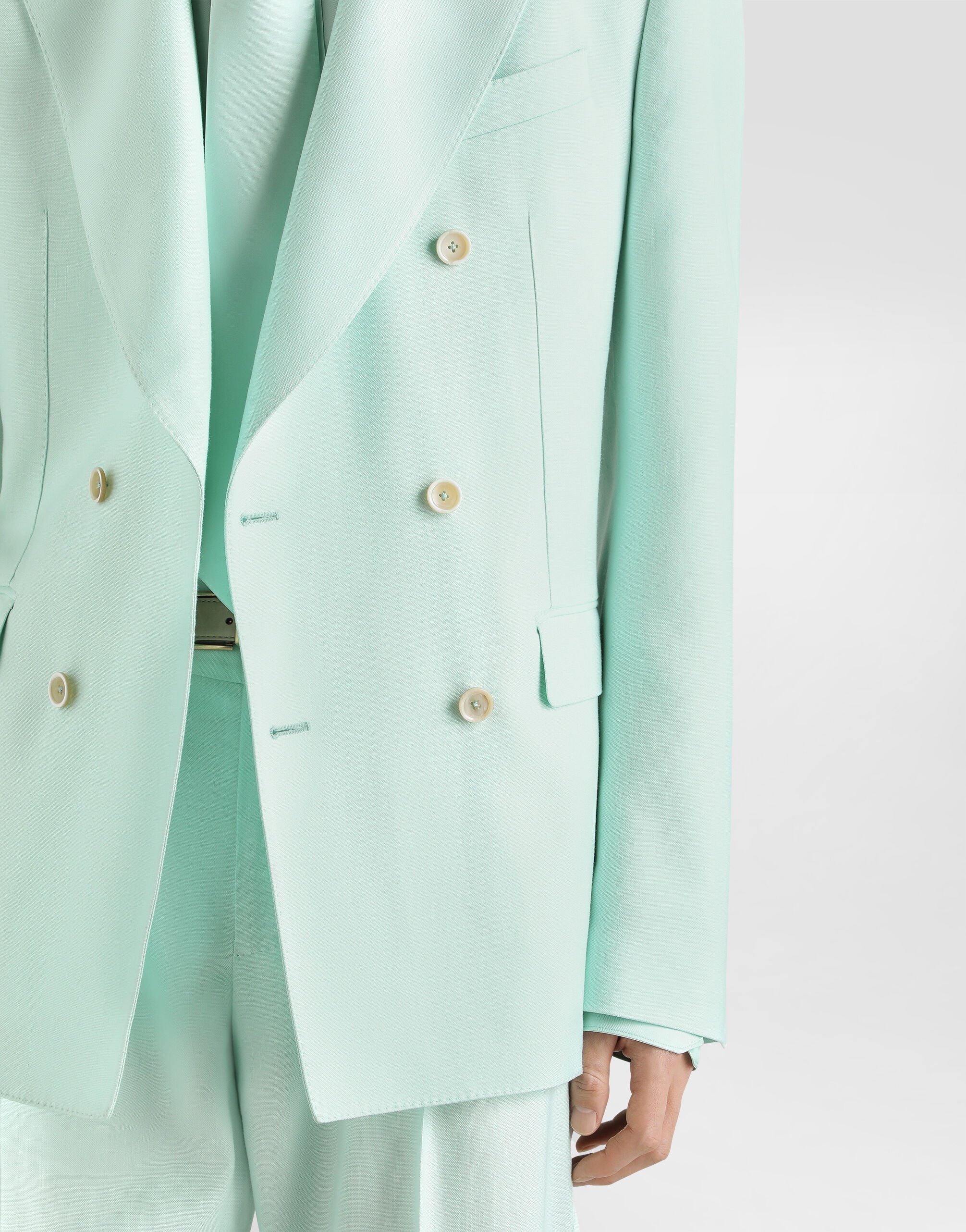 Sicilia light double-breasted viscose jacket in Azure for Men