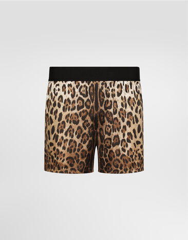 Dolce & Gabbana 레오파드 프린트 실크 쇼츠 인쇄 M4F05TONR26