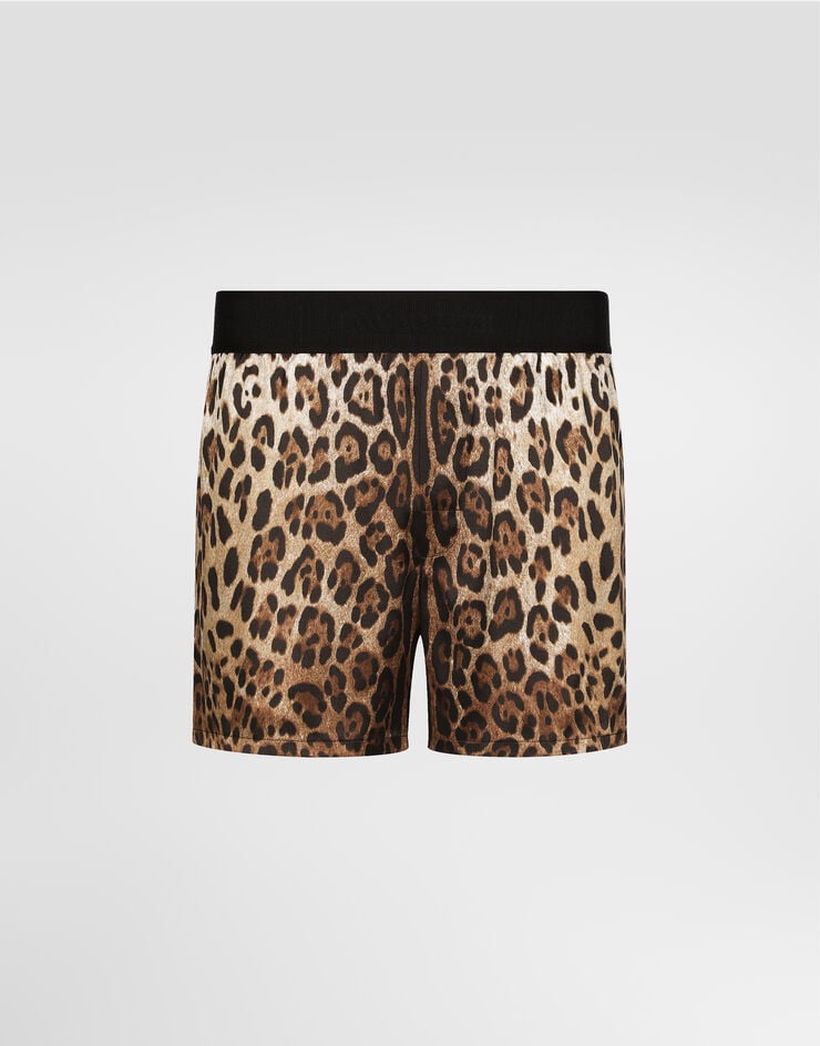 Dolce & Gabbana Short en soie à imprimé léopard Dolce & Gabbana Short en soie à imprimé léopard Imprimé M4F05TONR26