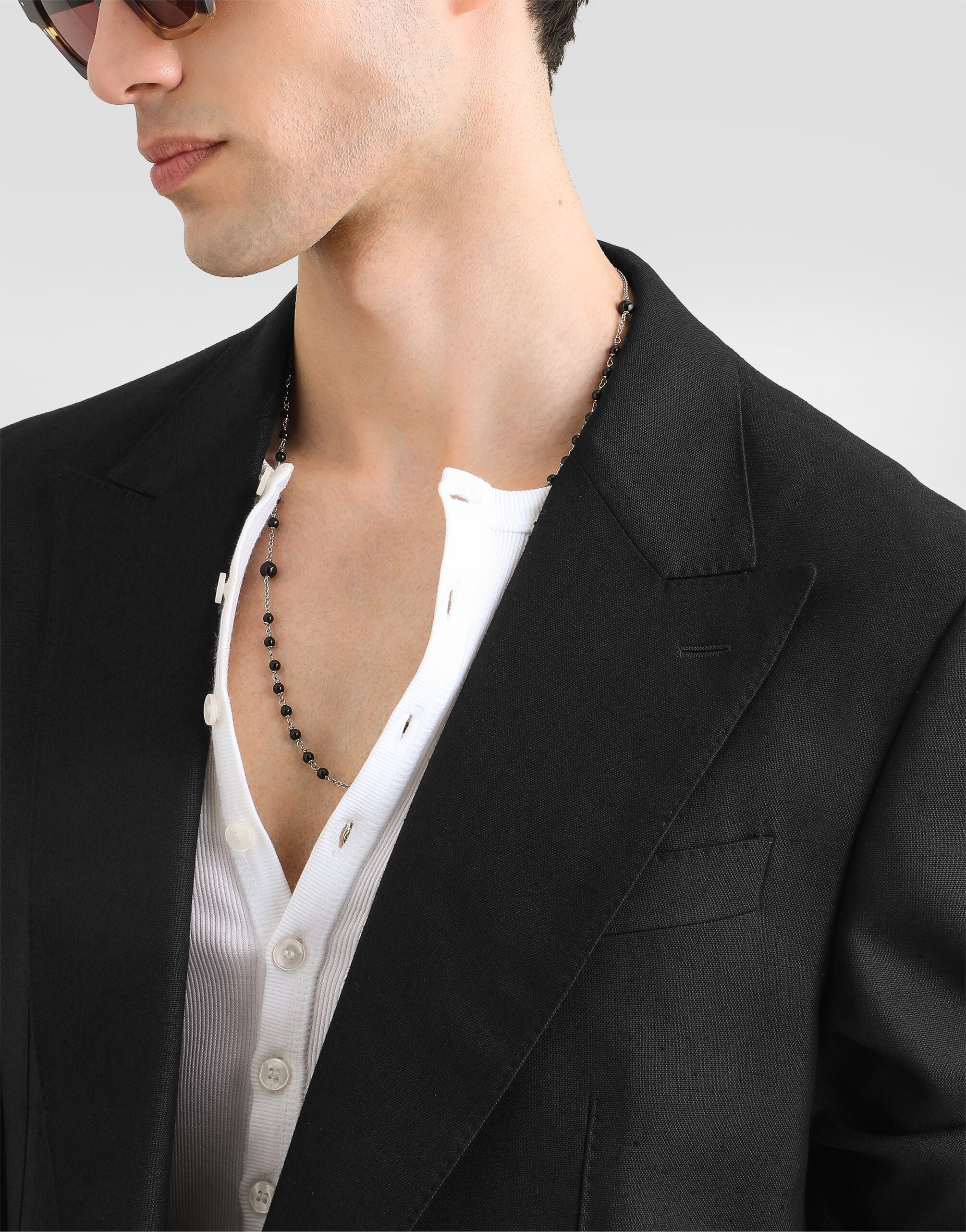 Sicilia light single-breasted viscose jacket in Black for Men