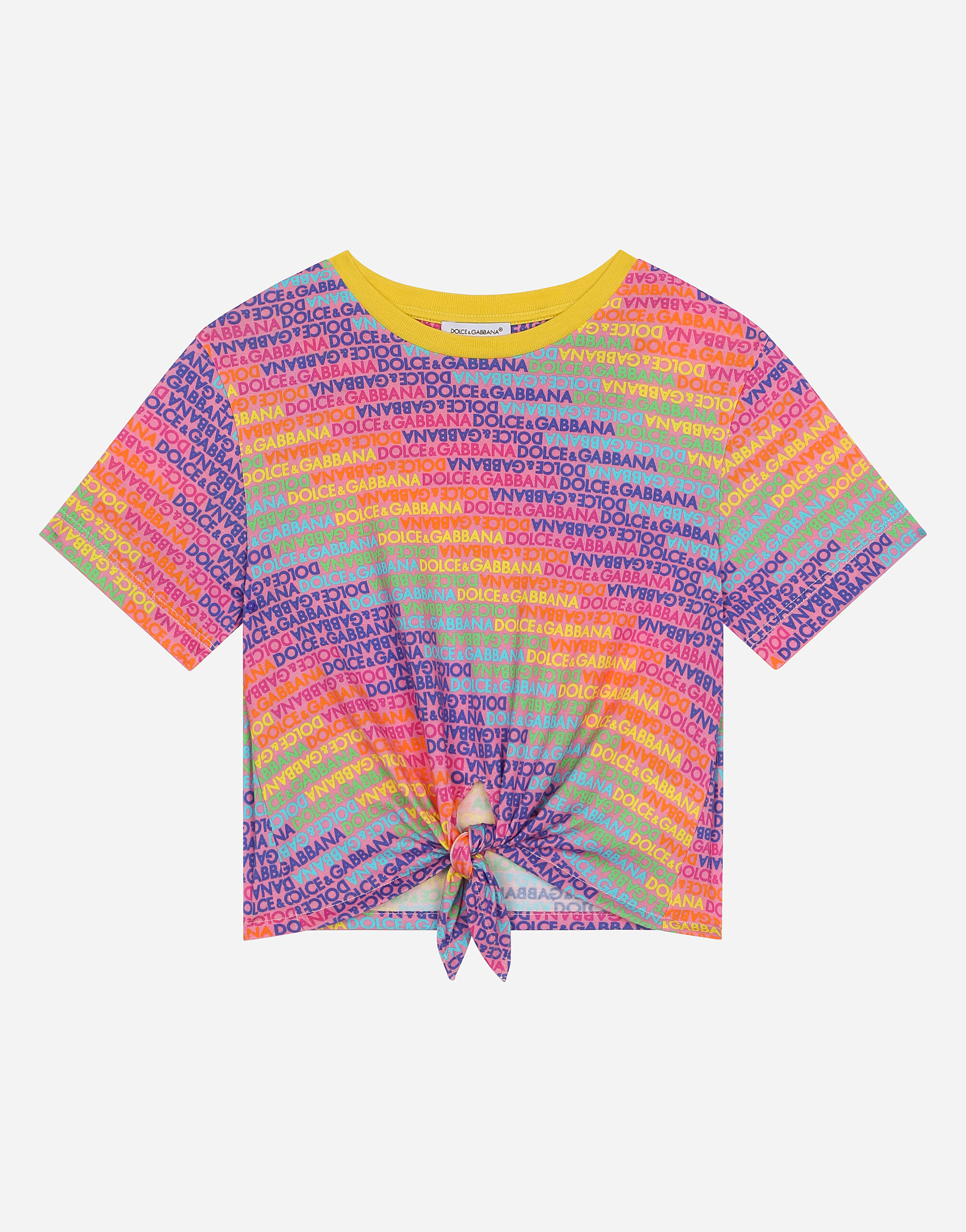 大人の上質  プリのガールズ リボン＆ロゴマニアプリント ジャージー Tシャツ トップス