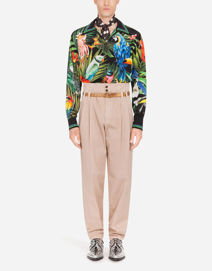 Dolce & Gabbana SILK HAWAII SHIRT WITH PARROT PRINT MULTICOLORE G5GY8TFI1RL