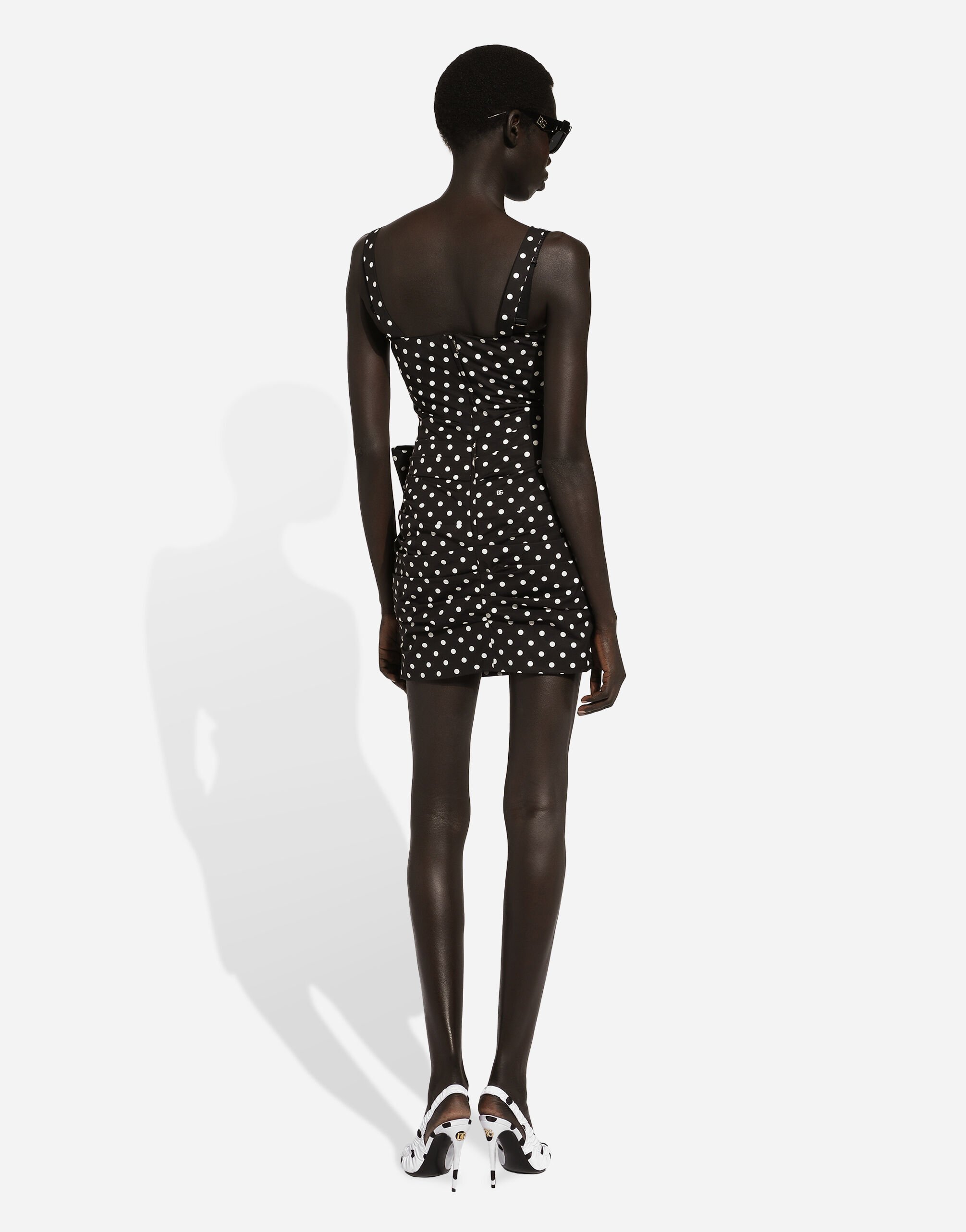 Cotton minidress with polka-dot print and bow detail in Cotton minidress with polka-dot print and bow detail in