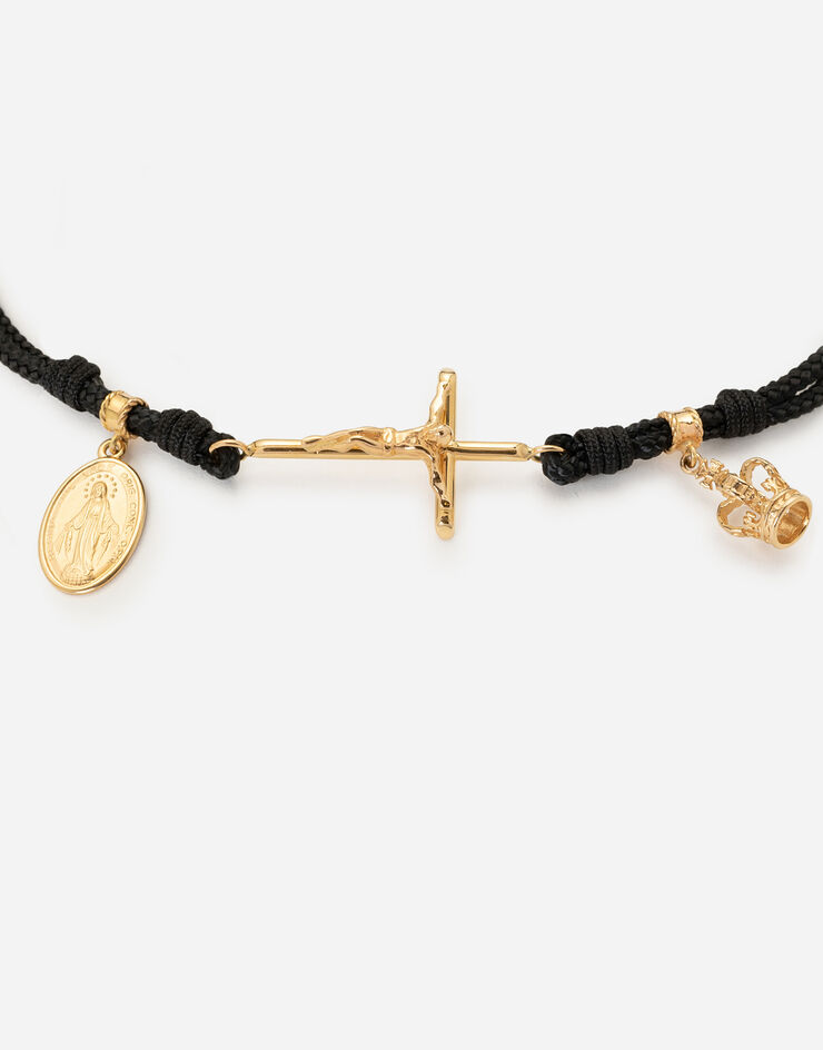 Dolce & Gabbana Pulsera Sicily en tejido con colgante de oro 18 kt Dorado WBLS1GWYE01