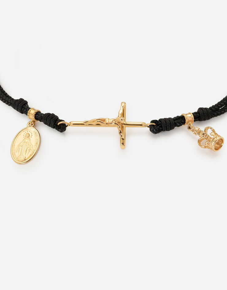 Fabric Sicily bracelet with 18kt gold pendant charms in Gold for