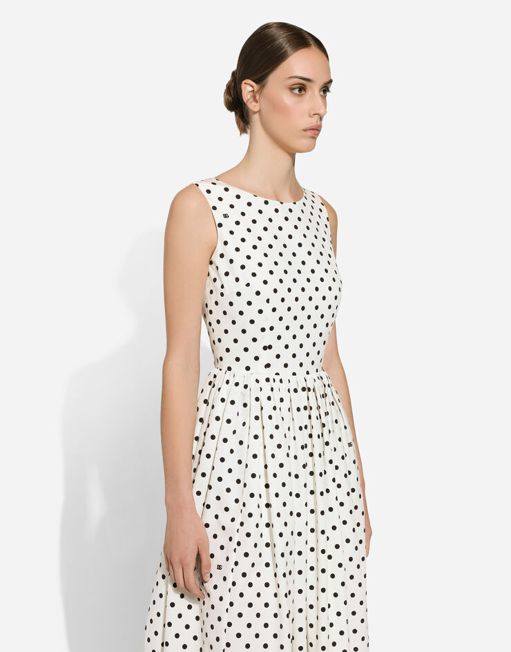 Dolce & Gabbana Cotton calf-length circle dress with polka-dot print Print F6JHVTHS5R7