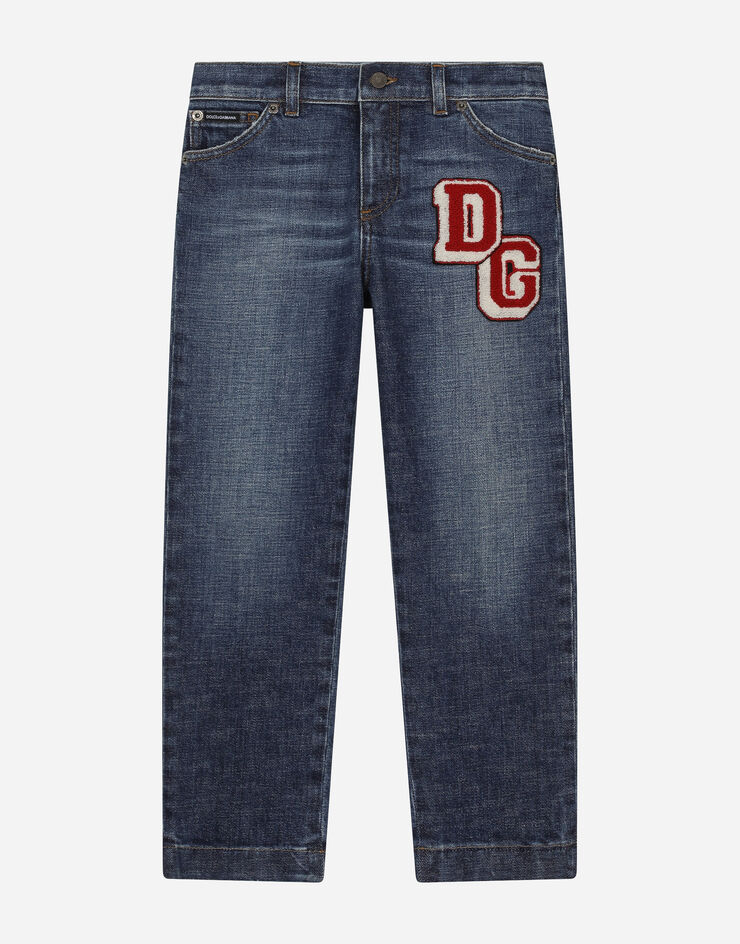 DolceGabbanaSpa 5-pocket denim jeans with DG patch Blue L42F61LDB36