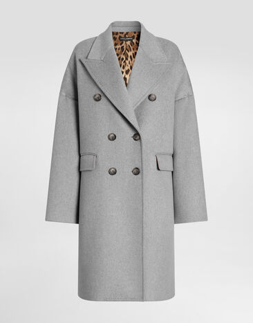 Dolce & Gabbana Double-breasted cashmere coat Grey F0W9UTHU2BX