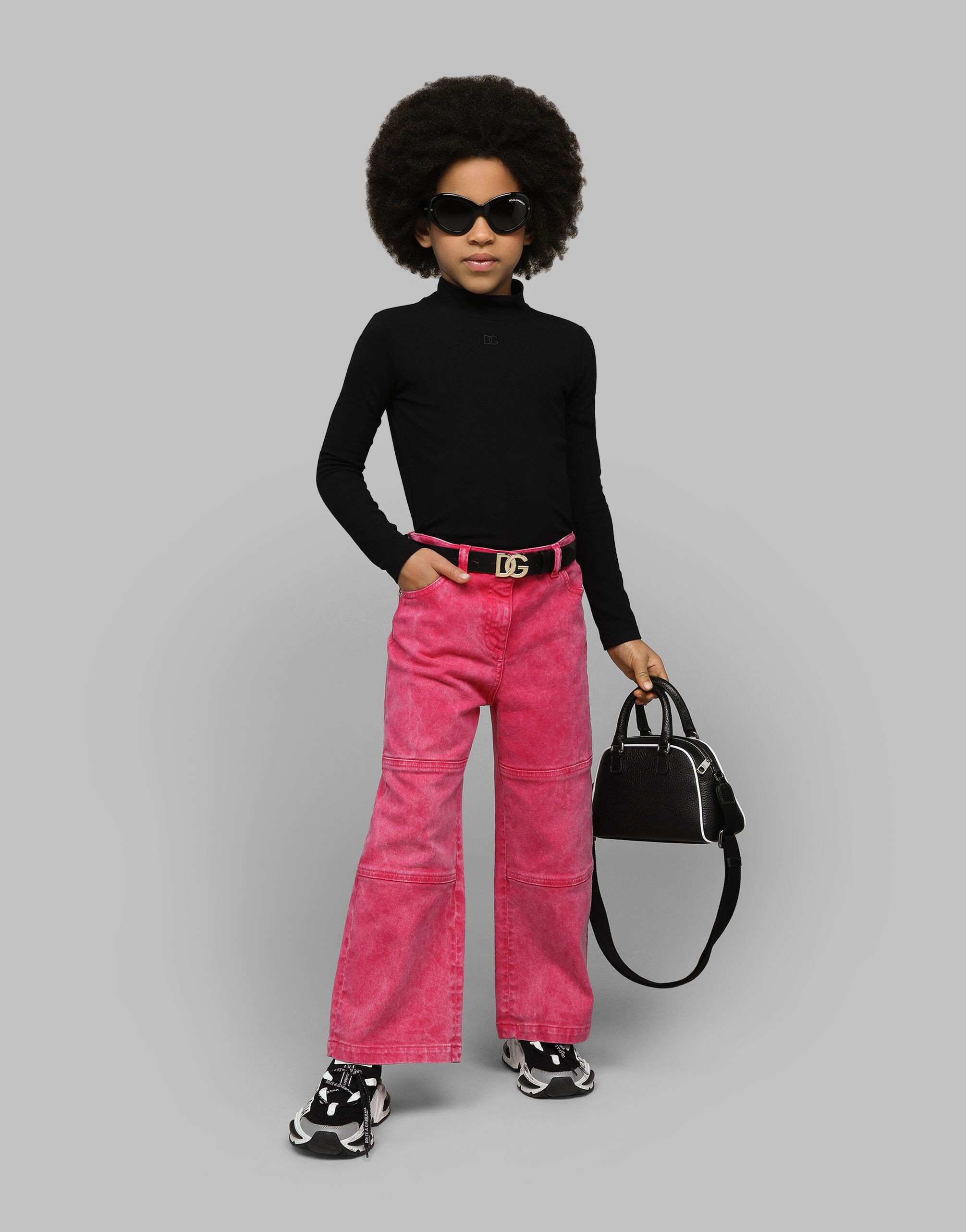 Jersey mock turtle-neck in Black for Girls | Dolce&Gabbana® US
