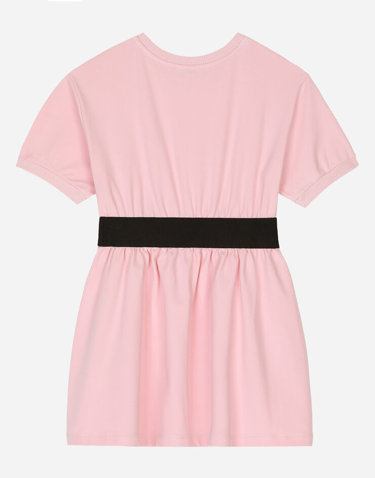 Dolce & Gabbana Miniabito in jersey con placca logata Rosa L5JD8OG7M4U