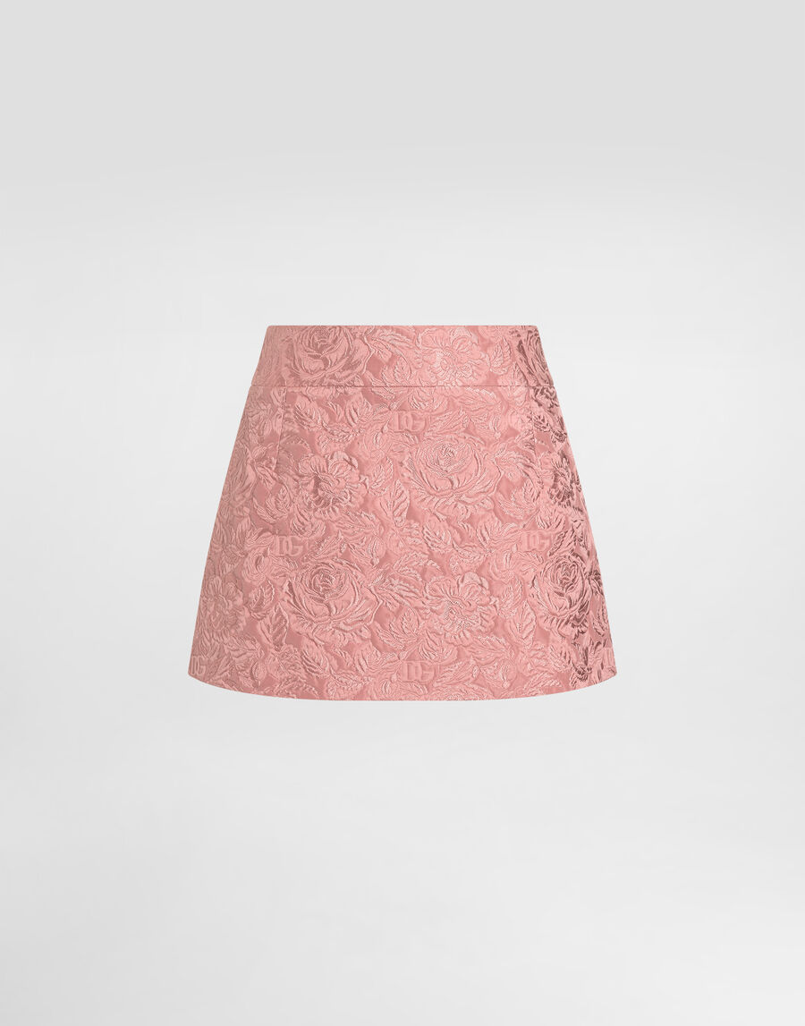 Floral matelassé jacquard miniskirt