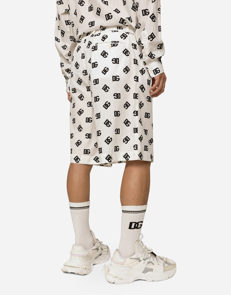Dolce & Gabbana Cotton poplin shorts with DG Monogram print Multicolor GVZIXTHS5OO