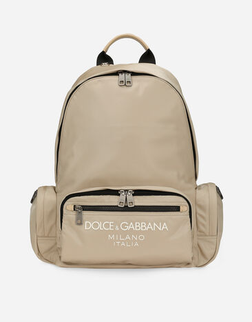 Dolce & Gabbana Mochila de nailon con logotipo engomado Negro BM2336AG182