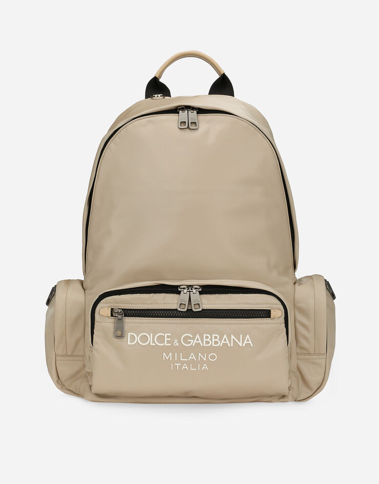 Dolce & Gabbana Рюкзак из нейлона с прорезиненным логотипом бежевый BM2197AG182
