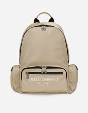 Dolce & Gabbana Nylon backpack with rubberized logo Blue BM2197AG182