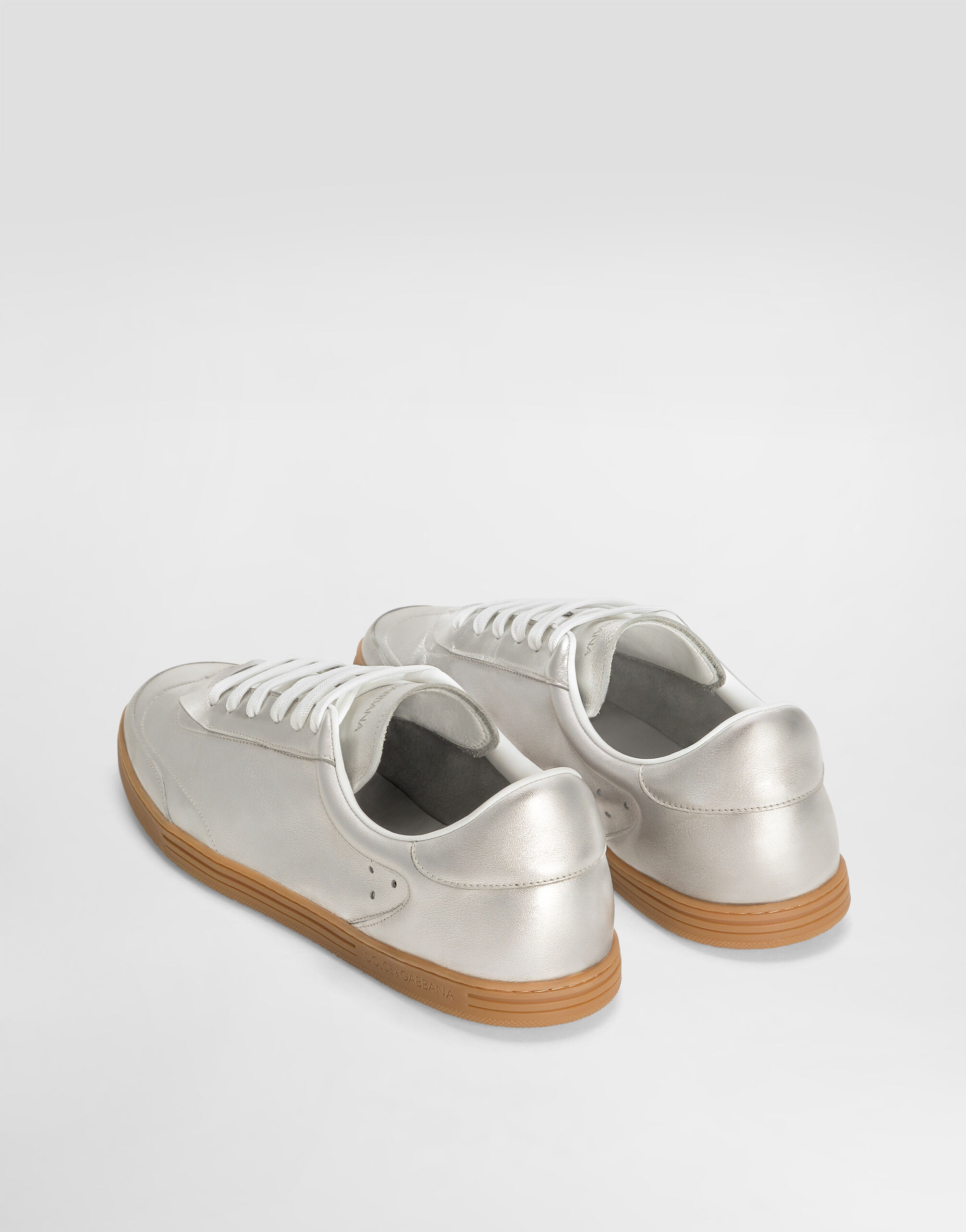 Saint Tropez foiled leather sneakers in Silver for Men