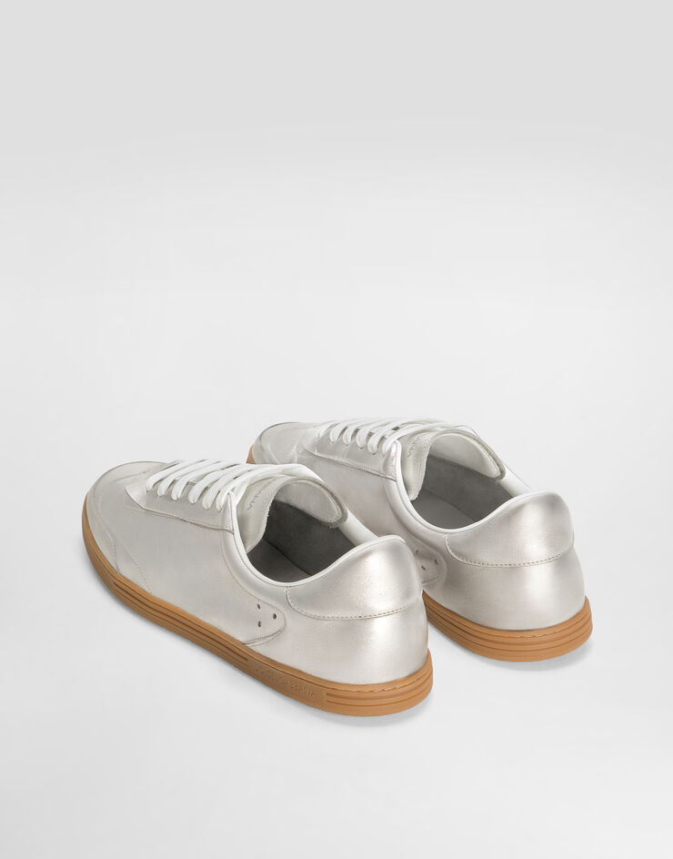 Dolce & Gabbana Sneaker Saint Tropez aus Metallic-Leder Silber CS2255A3H57