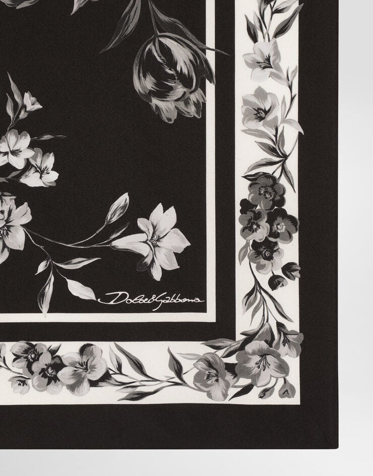 Dolce & Gabbana Flower bouquet-print silk scarf 70x70 Multicolor GQ348EG0TJC