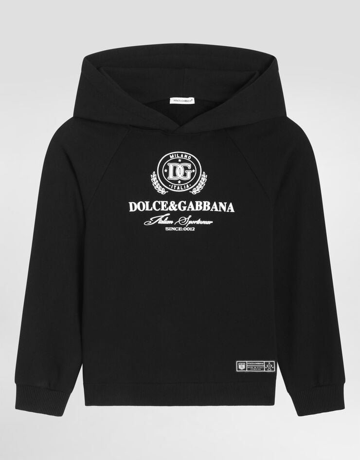 Dolce & Gabbana Jersey hoodie with DG print Black L4JWKZG7P2B