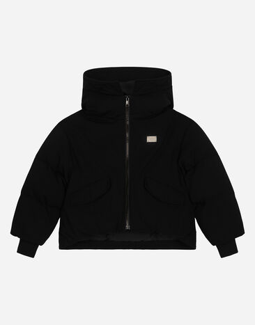 Dolce & Gabbana Short jersey down jacket with branded tag Black L42B03G7VYF