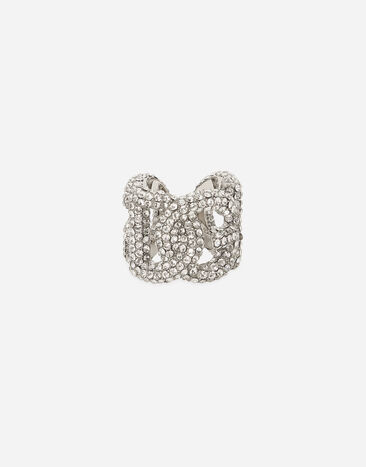 Dolce & Gabbana Rhinestone ring with DG logo Silver WRP8S1W1111