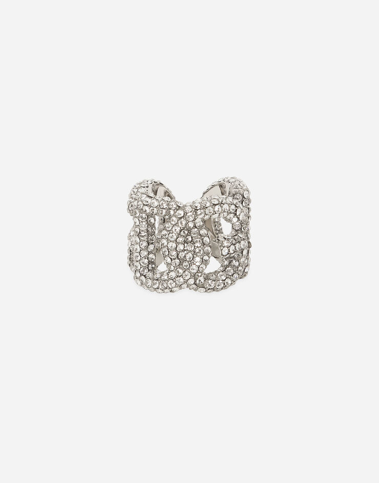 Dolce & Gabbana Rhinestone ring with DG logo Silber WRP8S1W1111