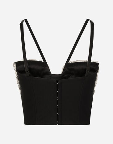 Dolce & Gabbana Corset top with rhinestone embellishment Silver F75T3ZGDBUO