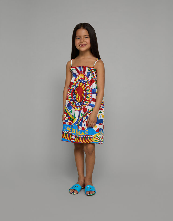 DolceGabbanaSpa Carretto-print poplin sun dress Multicolor L52DA6G7J5F