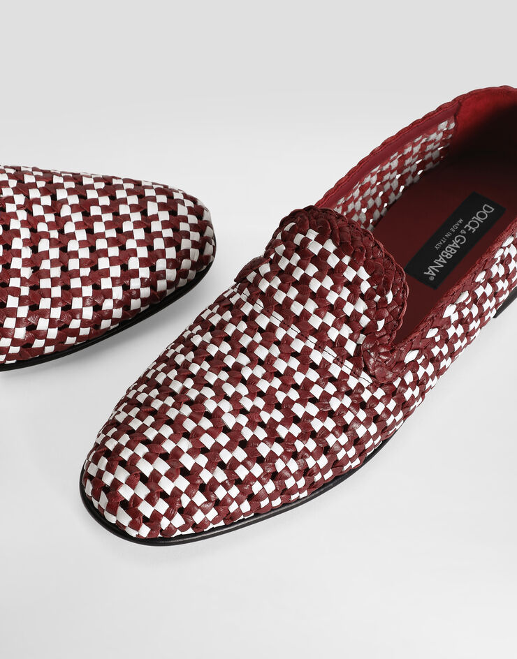 Dolce & Gabbana Slipper aus geflochtenem Leder Weiss A50687A9M51