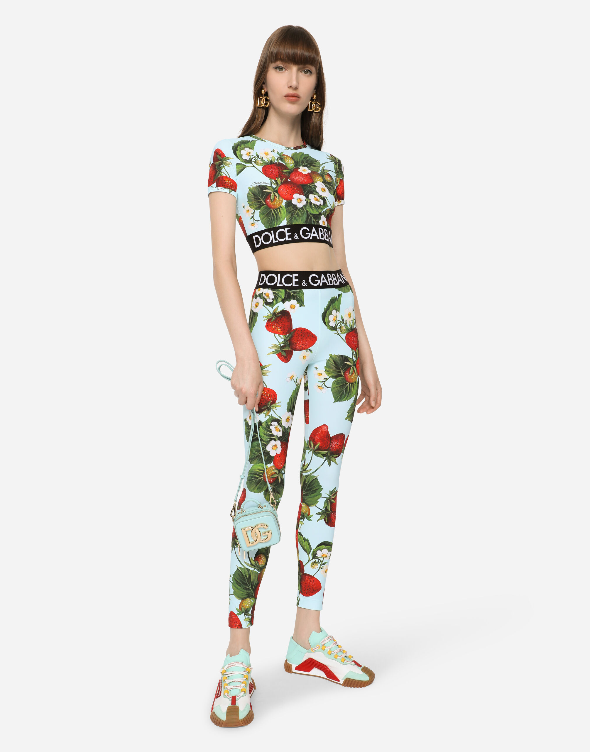 Technical jersey T-shirt with strawberry print