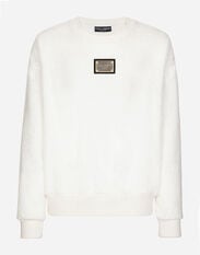 Dolce & Gabbana Round-neck terrycloth sweatshirt with logo tag Black G9AKATHU7PP