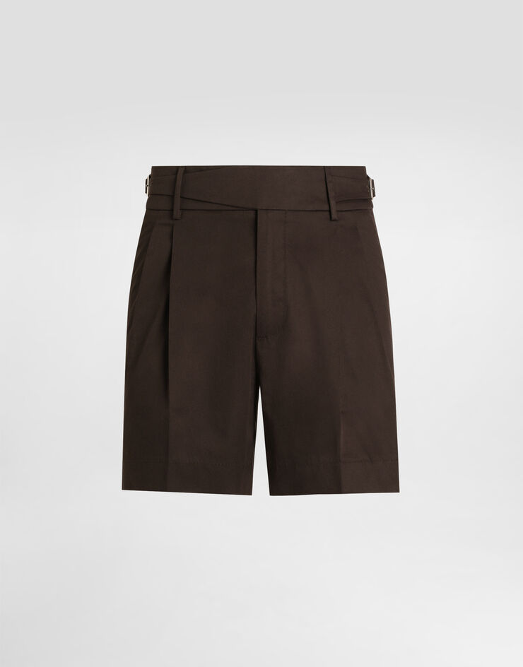 Dolce & Gabbana 棉质华达呢双褶百慕大短裤 棕 GP10WTFUFNV