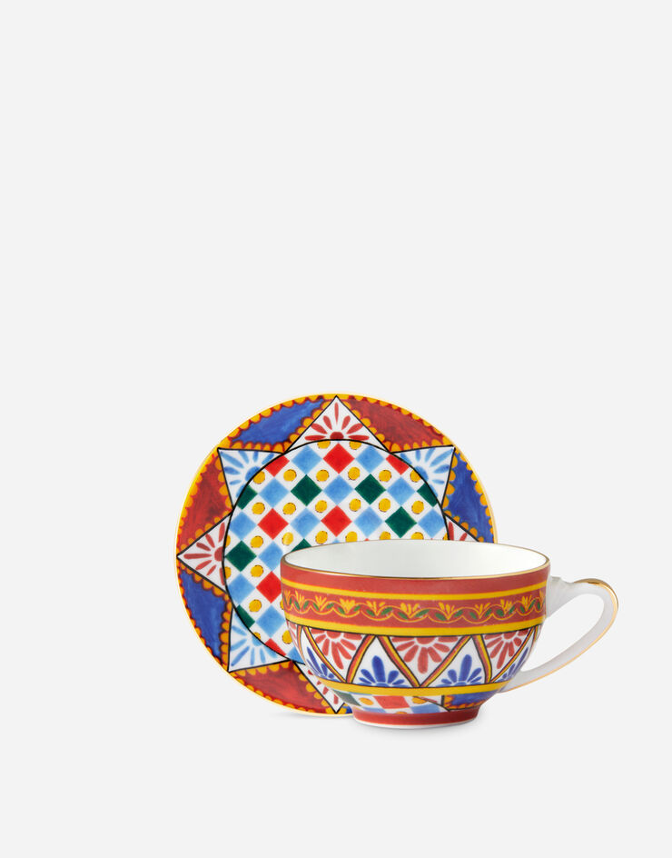 Dolce & Gabbana Tasse à Thé avec Soucoupe en Porcelaine Multicolore TC0102TCA24