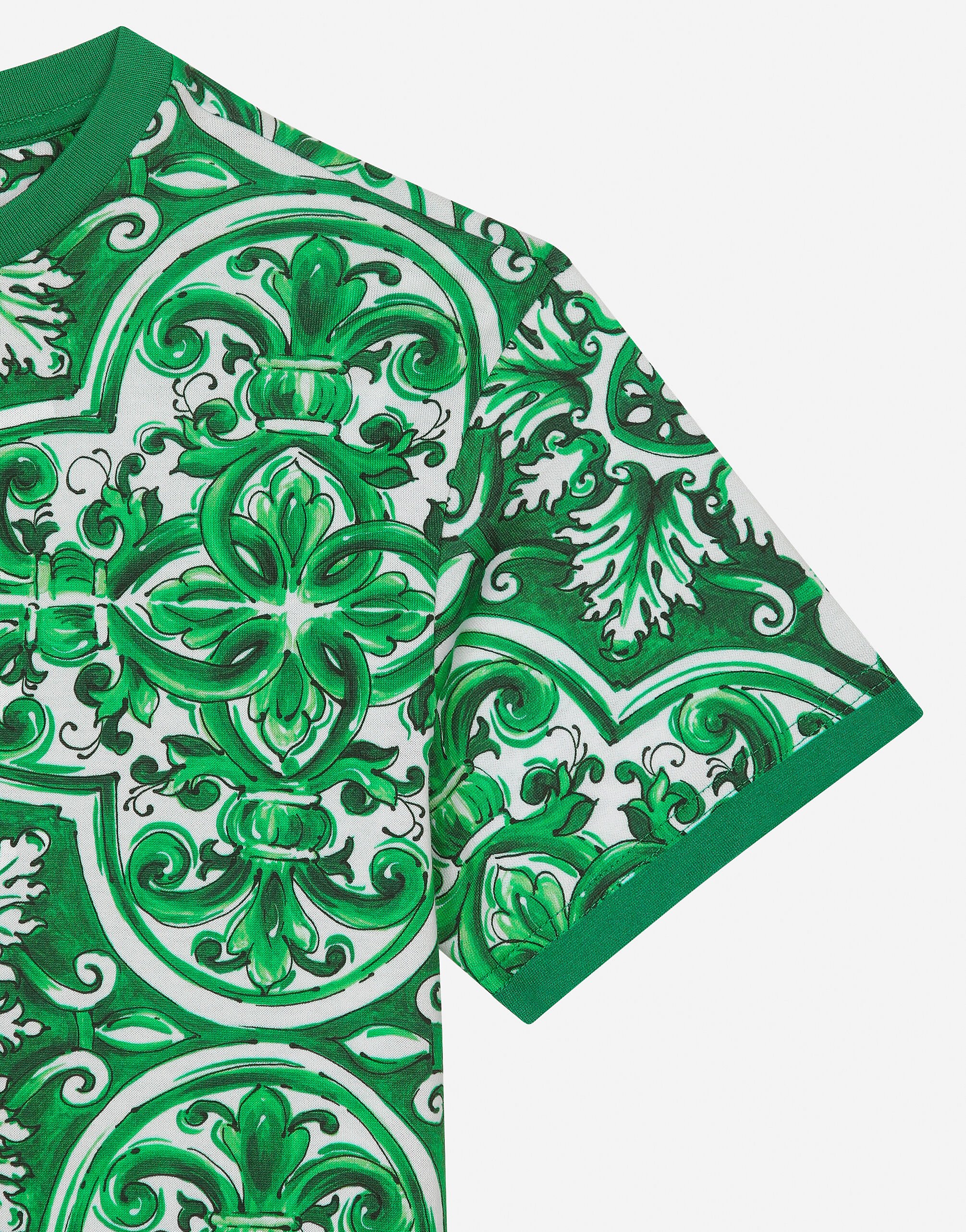 Jersey T-shirt with green majolica print in Print for Boys
