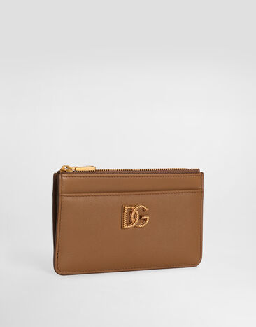 Dolce & Gabbana Calfskin card holder with DG logo Brown BI1261AK274