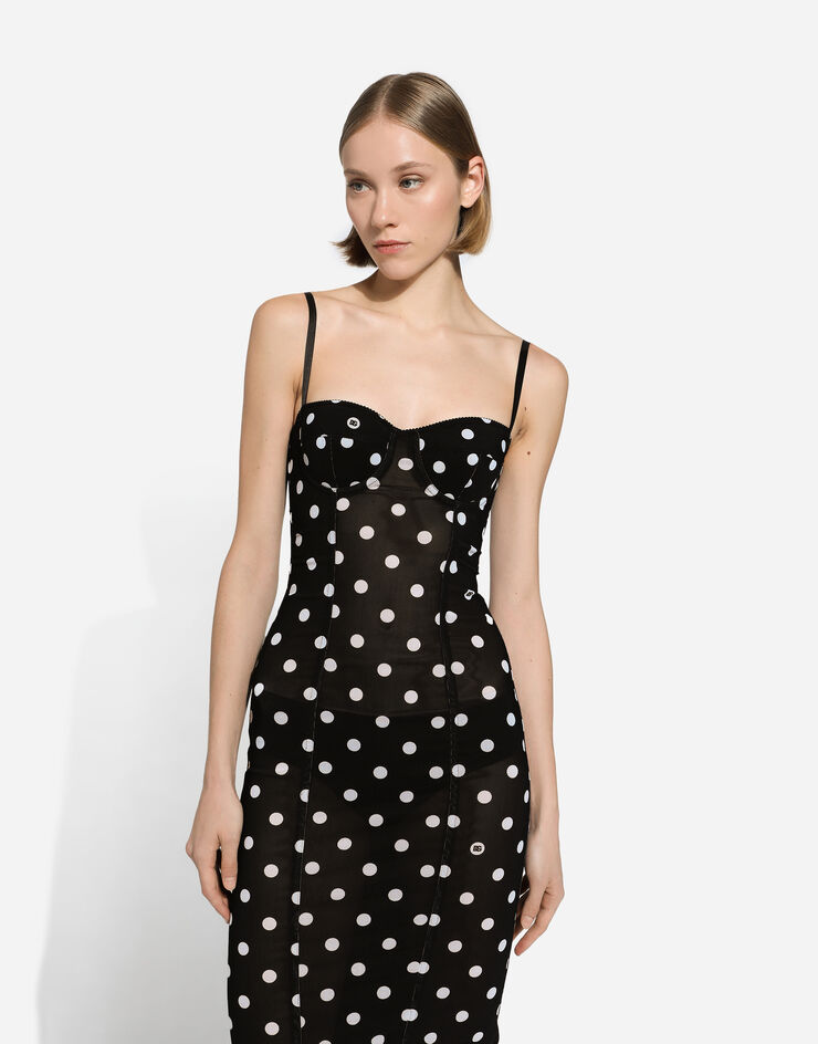 Dolce & Gabbana 폴카 도트 프린트 & 코르셋 디테일 마르키제트 시스 드레스 인쇄 F6JJYTFSUBH