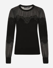Dolce & Gabbana Cashmere, tulle and silk sweater with lace Black FXF72TJCMY0